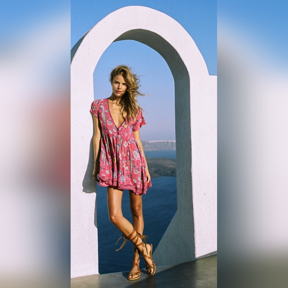Spell Pink Floral Mini Dress